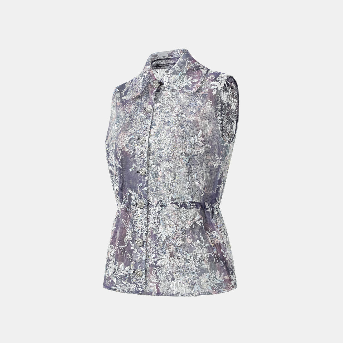 "Imperial Garden Teatime"緞染繡霞奢華珠繡蕾絲狩獵收腰輕國風馬甲背心—Nocturne Bloom凝夜浮香
