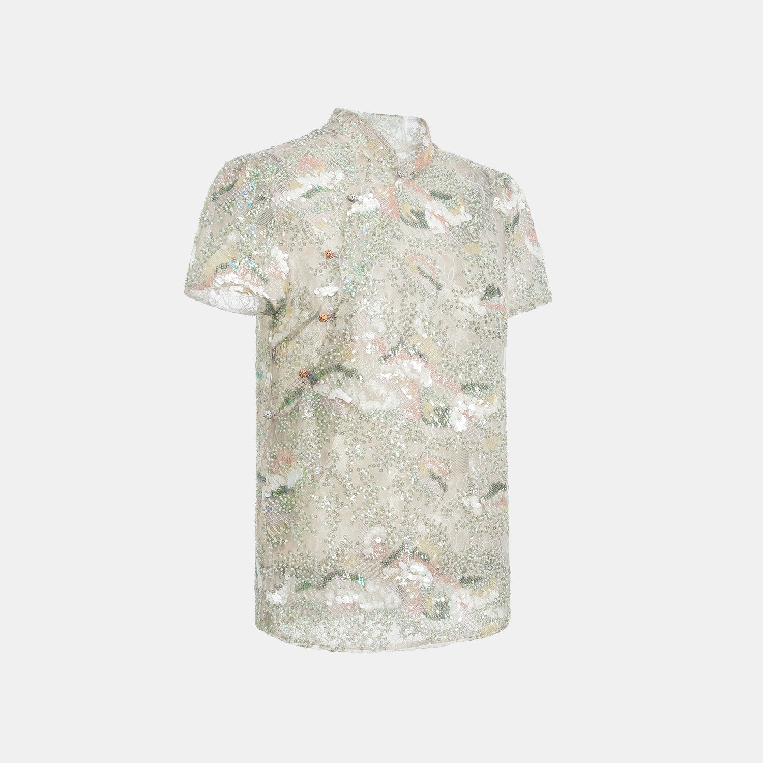 "Imperial Gala." 奢華蕾絲珠繡輕國風上衣—疏影輕煙