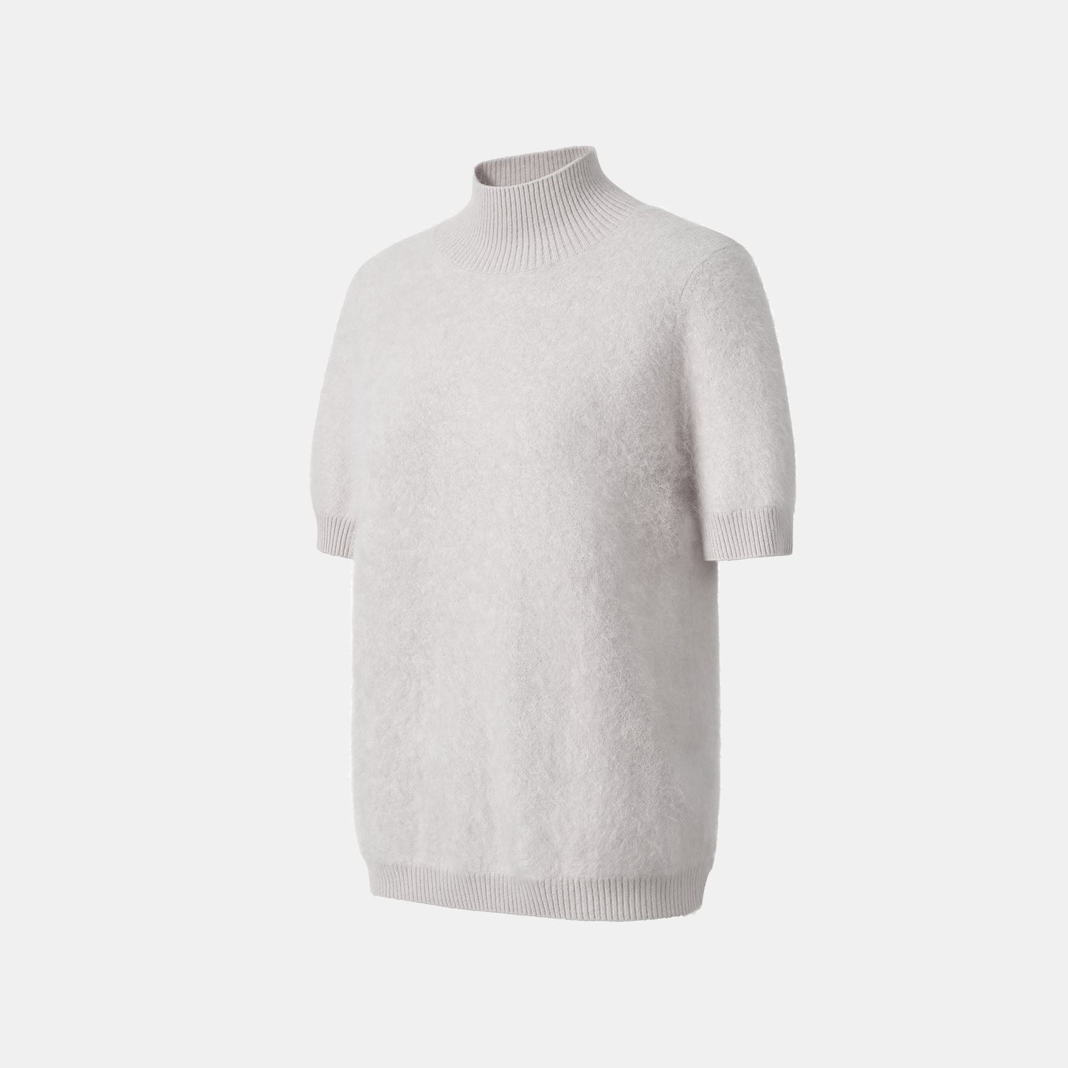 “Winter Diary” 100%Cashmere極細絨柔梳纖工藝立領五分袖上衣—Soft Lavender柔霧薰紫