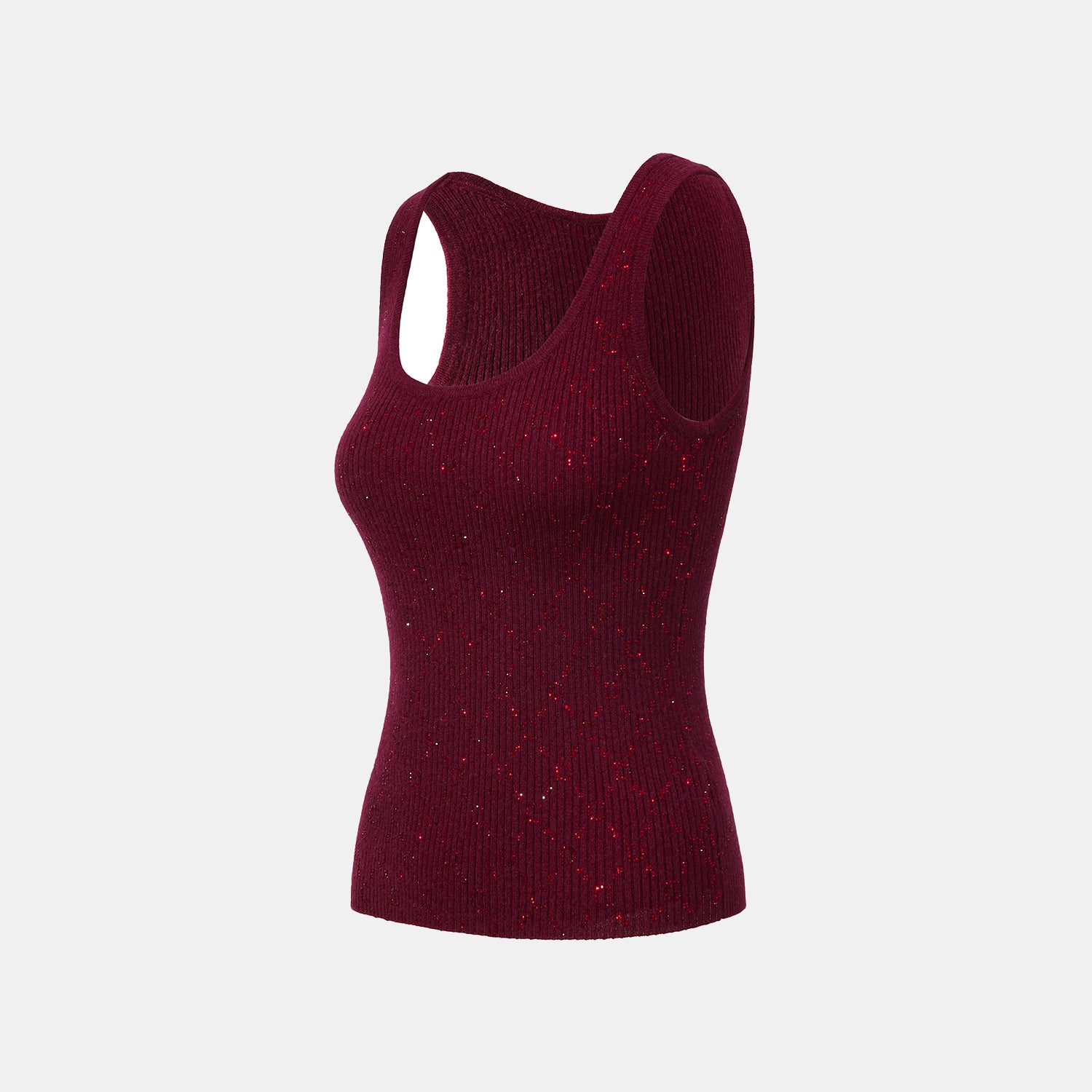 “Autumn Diary” 100% Cashmere立體鑽飾Monogram嵌花針織背心—Raspberry Jam野莓凝香