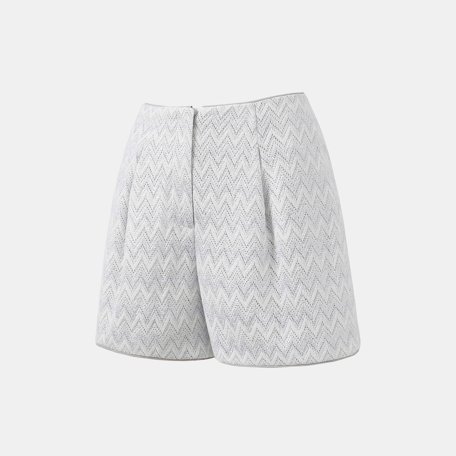 “Summer Diary”義大利Chevron山形銀燦織紋針織短褲—Hazy Vale煙嵐悠境