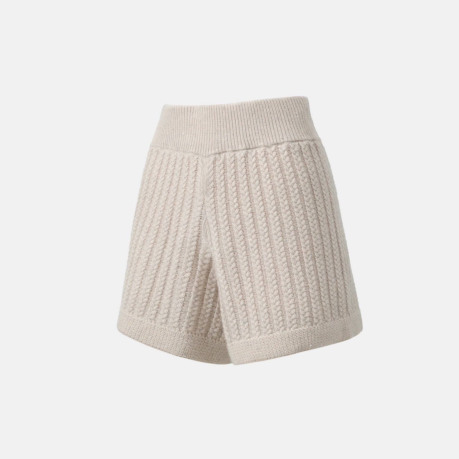 “Autumn Diary” 100% Cashmere 立體細麻花星點亮片針織短褲—Nordic Dawn北境黎明