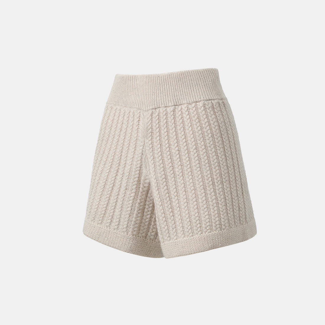 “Autumn Diary” 100% Cashmere 立體細麻花星點亮片針織短褲—Nordic Dawn北境黎明