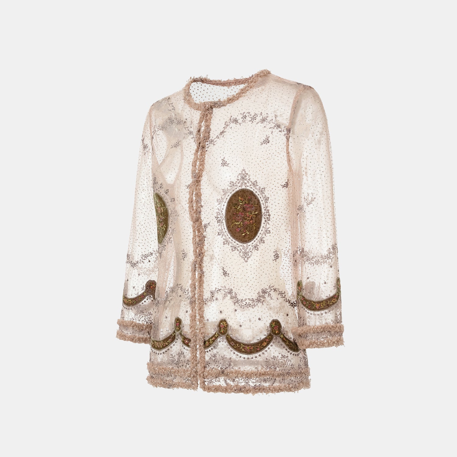 "Quiet Mastery."法國頂級絨繡工藝藏鑽織邊蕾絲開衫—Chanson Brodée香頌緹語