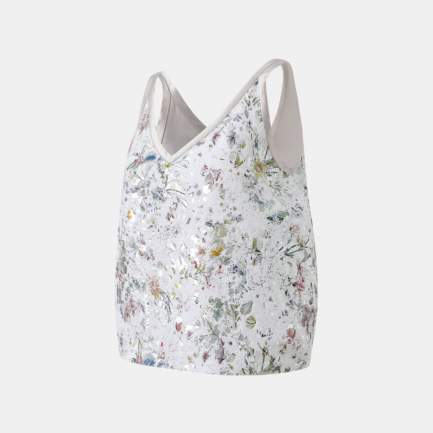 “Imperial Garden Teatime” 義大利銀箔貼花工藝肌理輕國風面料背心—蝶影醺夢