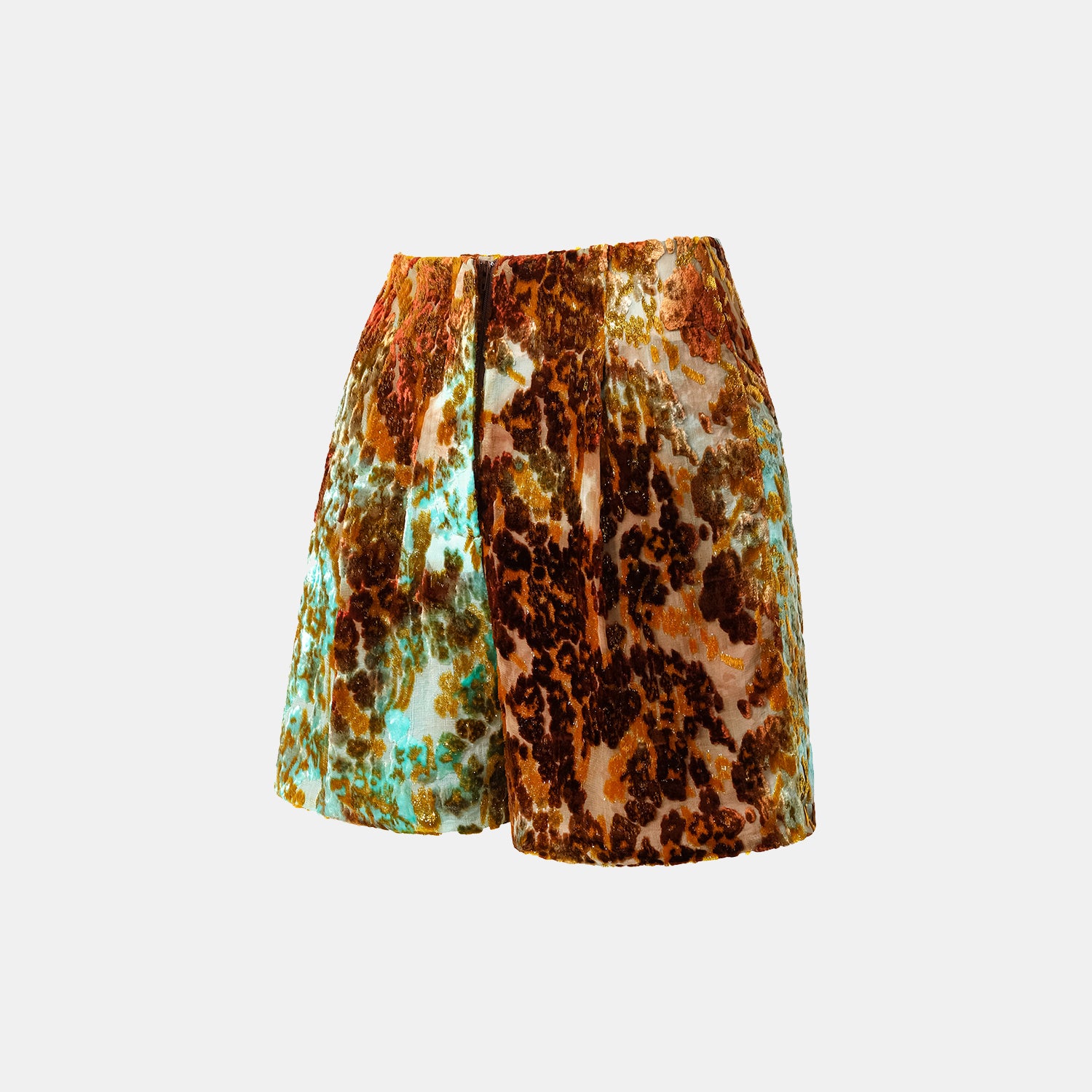 "Imperial Garden Teatime" Silk Velvet Chinese Style Shorts - Cuiyan 