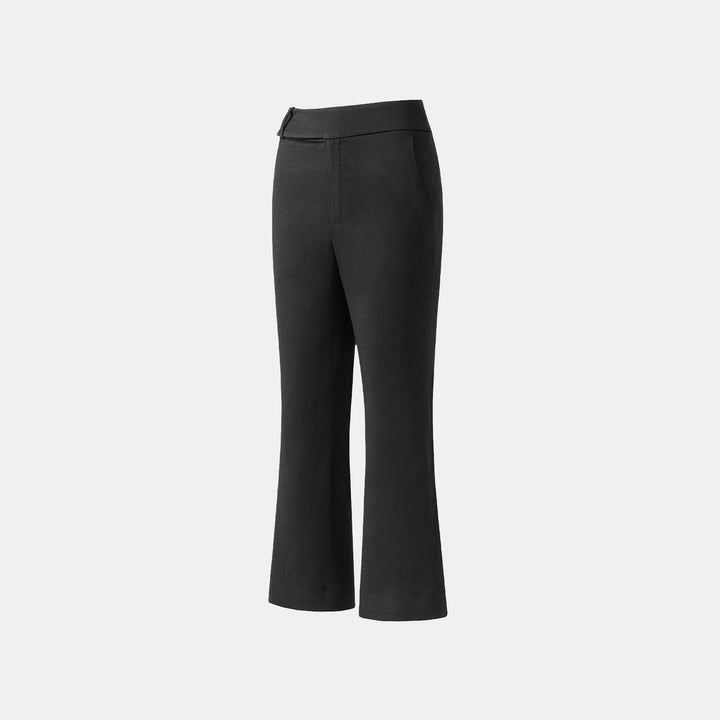 "Autumn Diary" Korean super stretch drape texture fabric waist trousers - black 