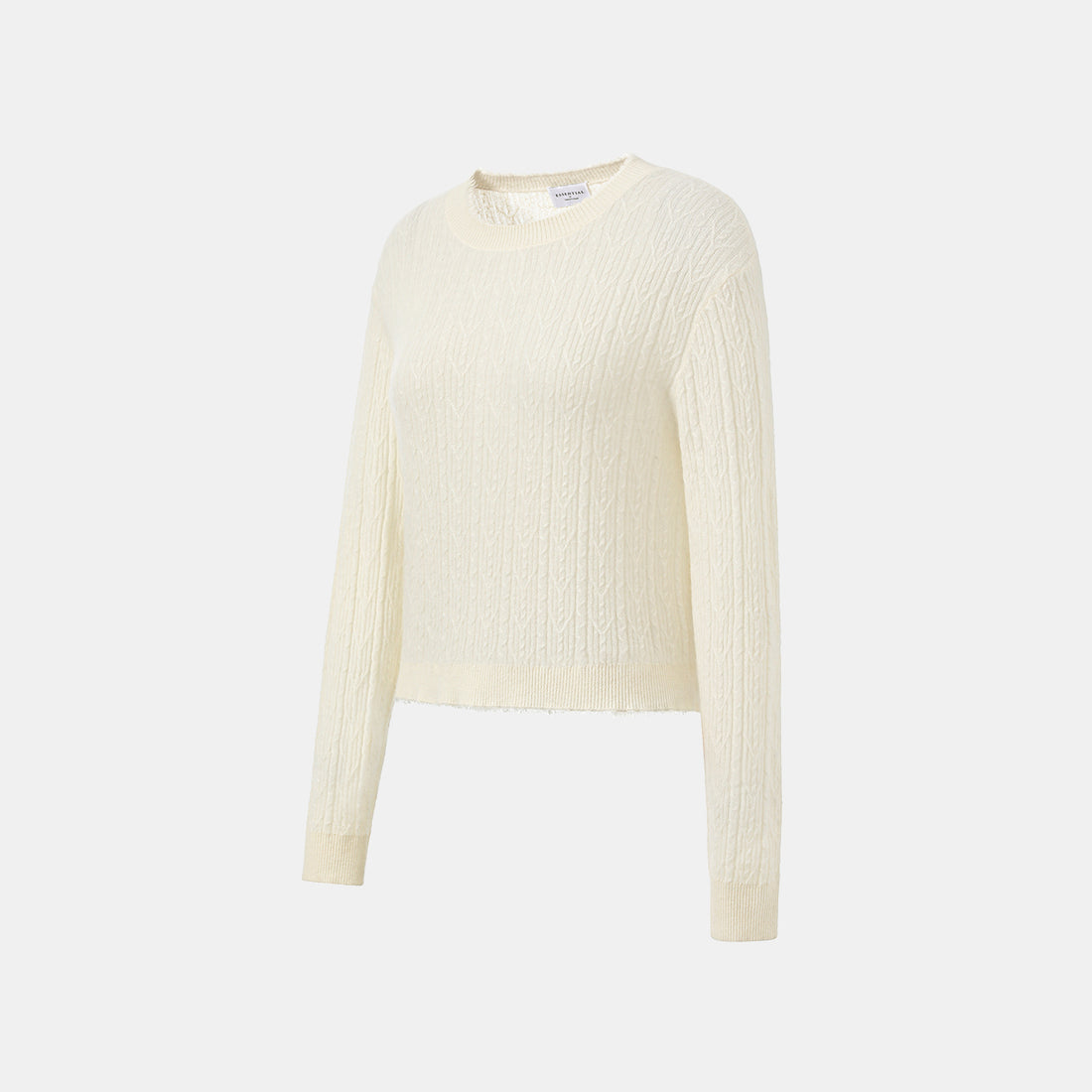 “Autumn Diary” 100% Cashmere羽絮葉脈紋銀織針織上衣—Snow Blossom雪綻