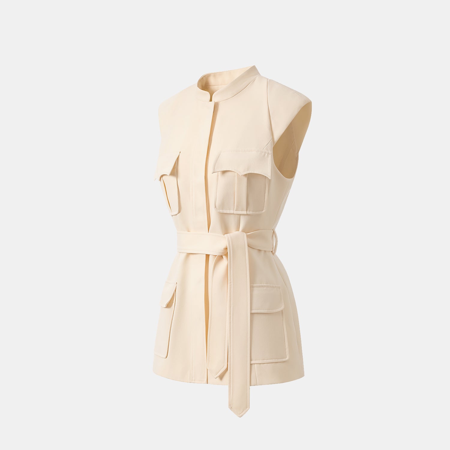 "Weekend at Monaco." 義大利肌理面料狩獵馬甲背心—Beige