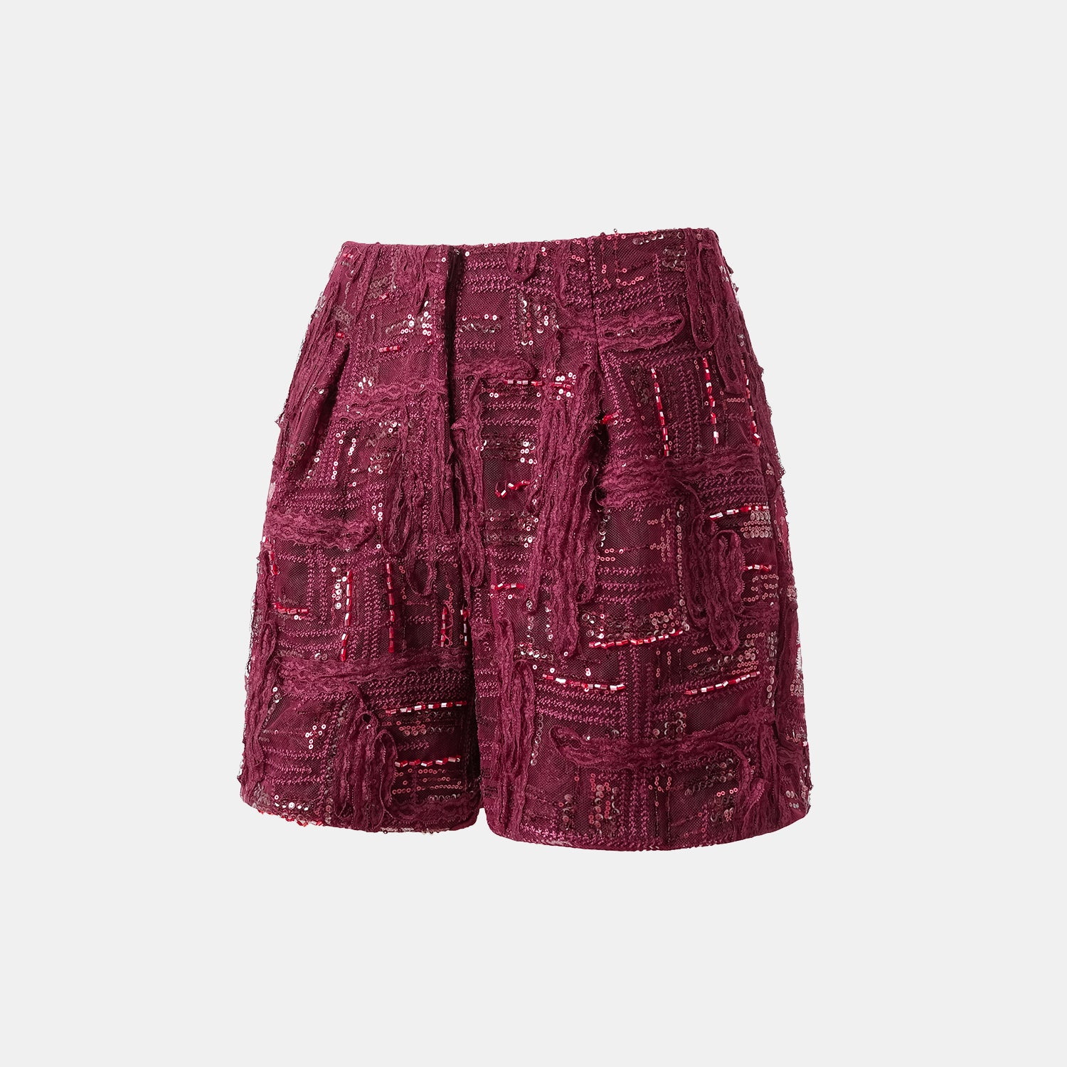 "Imperial Gala" 奢華蕾絲畫藝珠繡短褲—胭霞含春