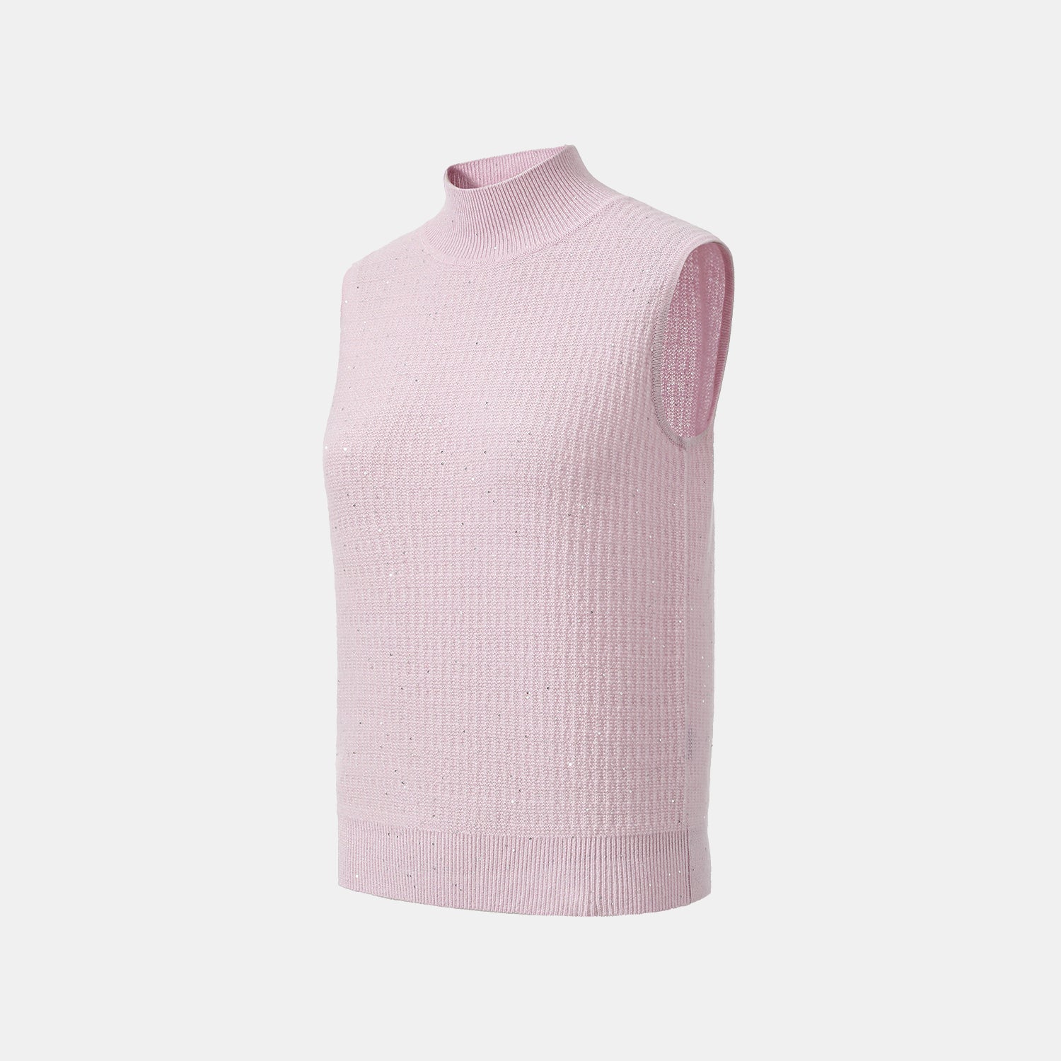 “Autumn Diary” 100% Cashmere極細絨柔星點高領針織背心—Lilac Dawn紫丁曙夢