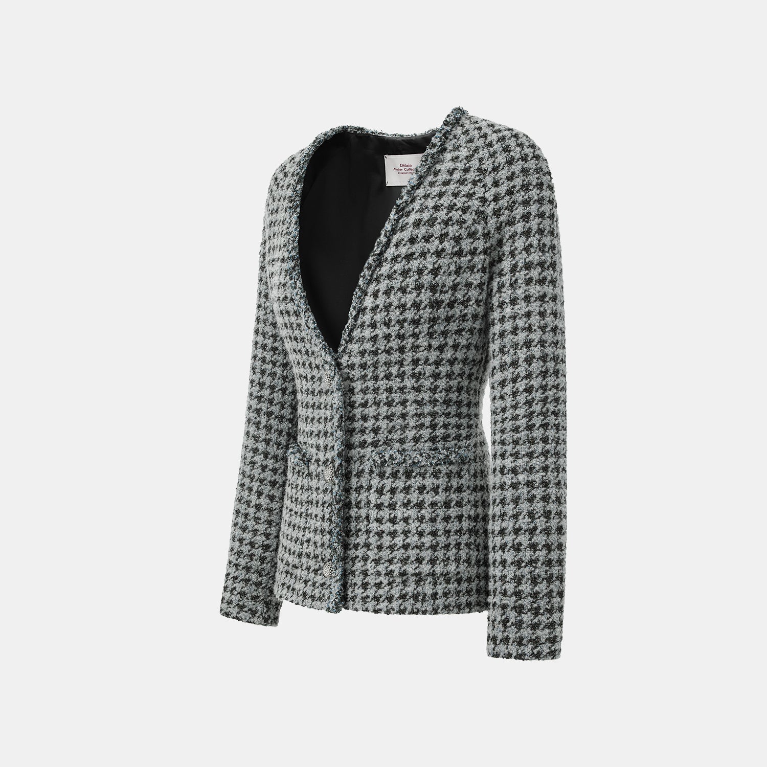 "Chelsea Citywalk." 義大利星紗簇絨緹花千鳥格修身外套—Garden Lyric莊園詩箋