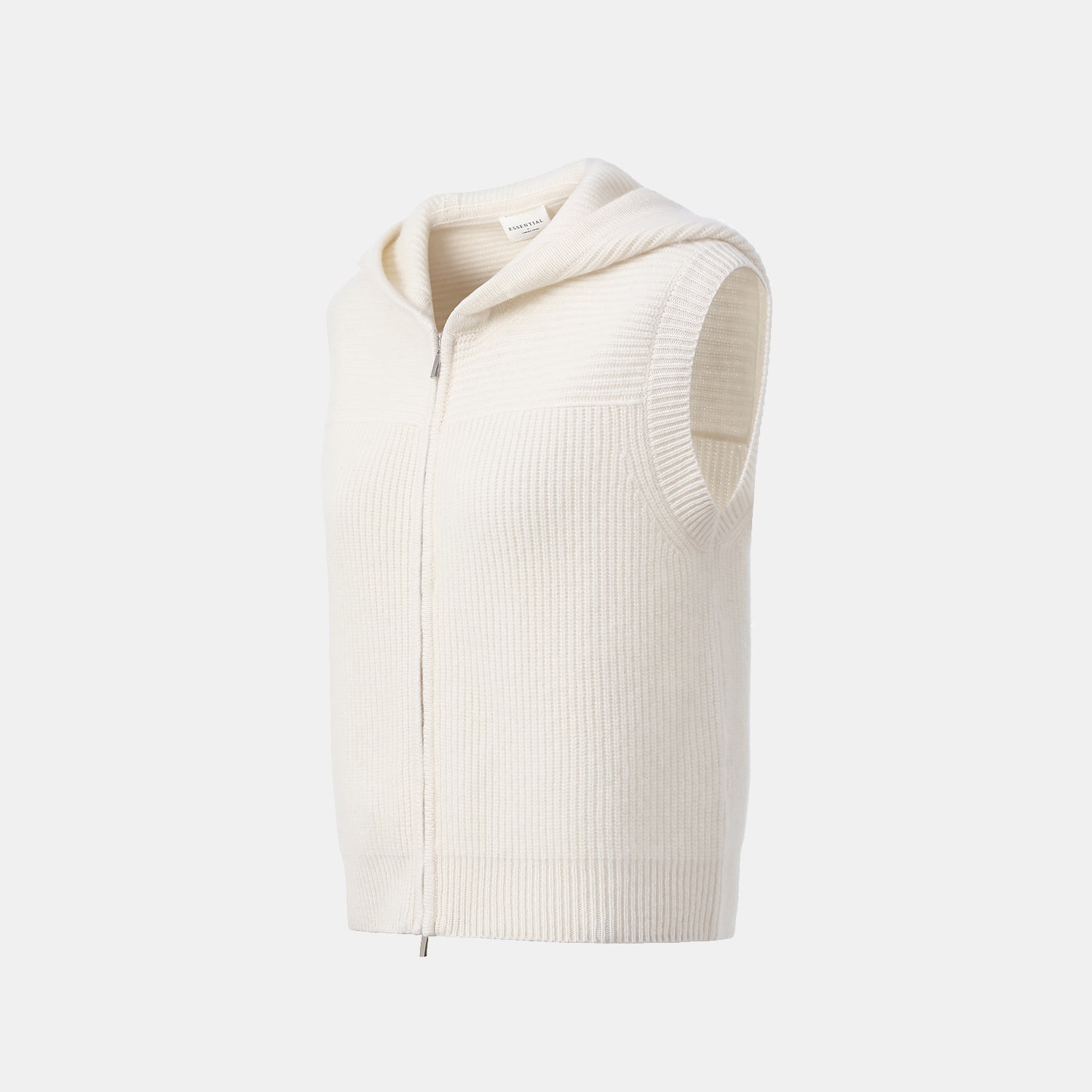 “Winter Diary” 100%Cashmere 連帽拉鏈背心—Milk