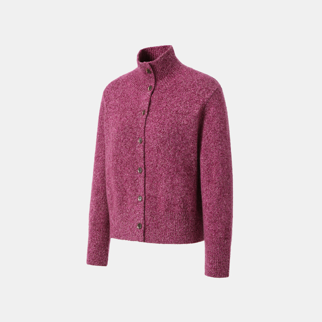 “Winter Diary” Cashmere真絲霧染絨柔細針立領外套—Mulled Berry冬季甜莓
