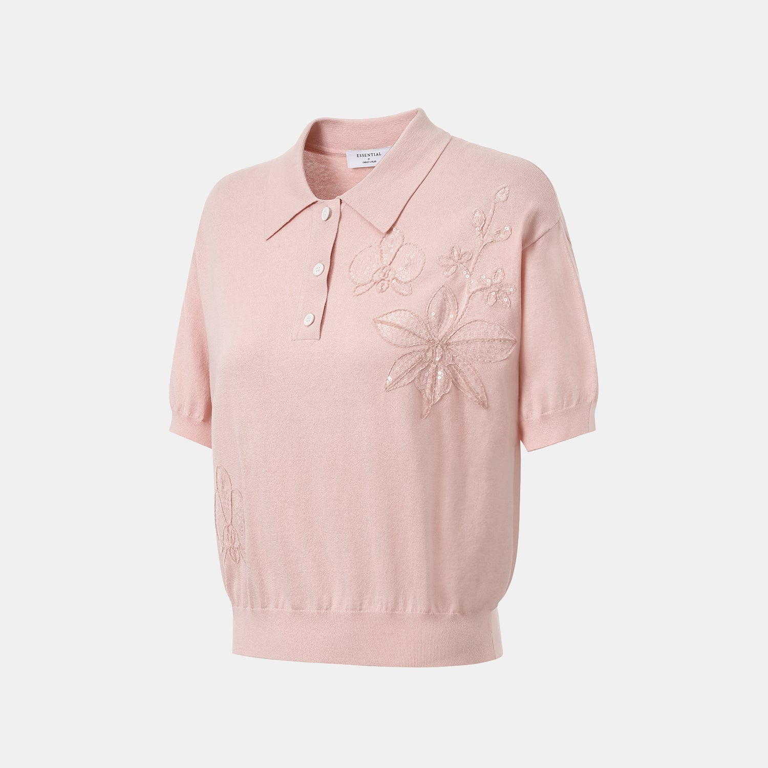 “春意” 立體刺綉工藝蠶絲針織輕國風休閒上衣—Rose