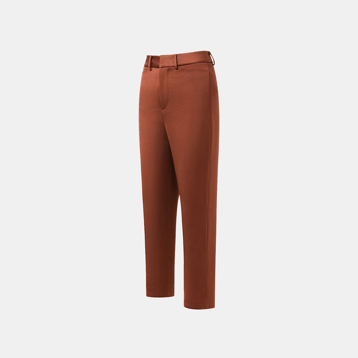 "Easy-go Chic" Heavy Acetate Cropped Pants - Honey Brown 