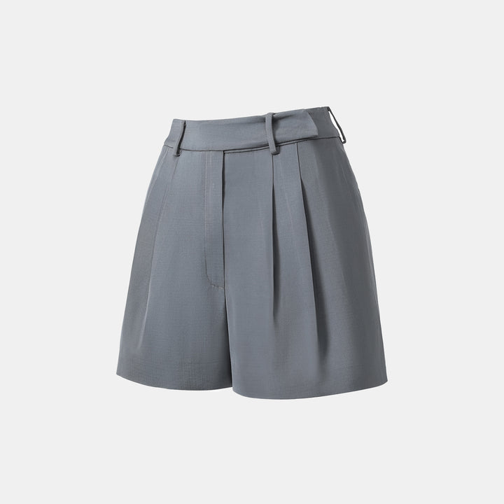 "Speak Sleek" 奢華輕薄麻感肌理醋酸短褲—Cloud