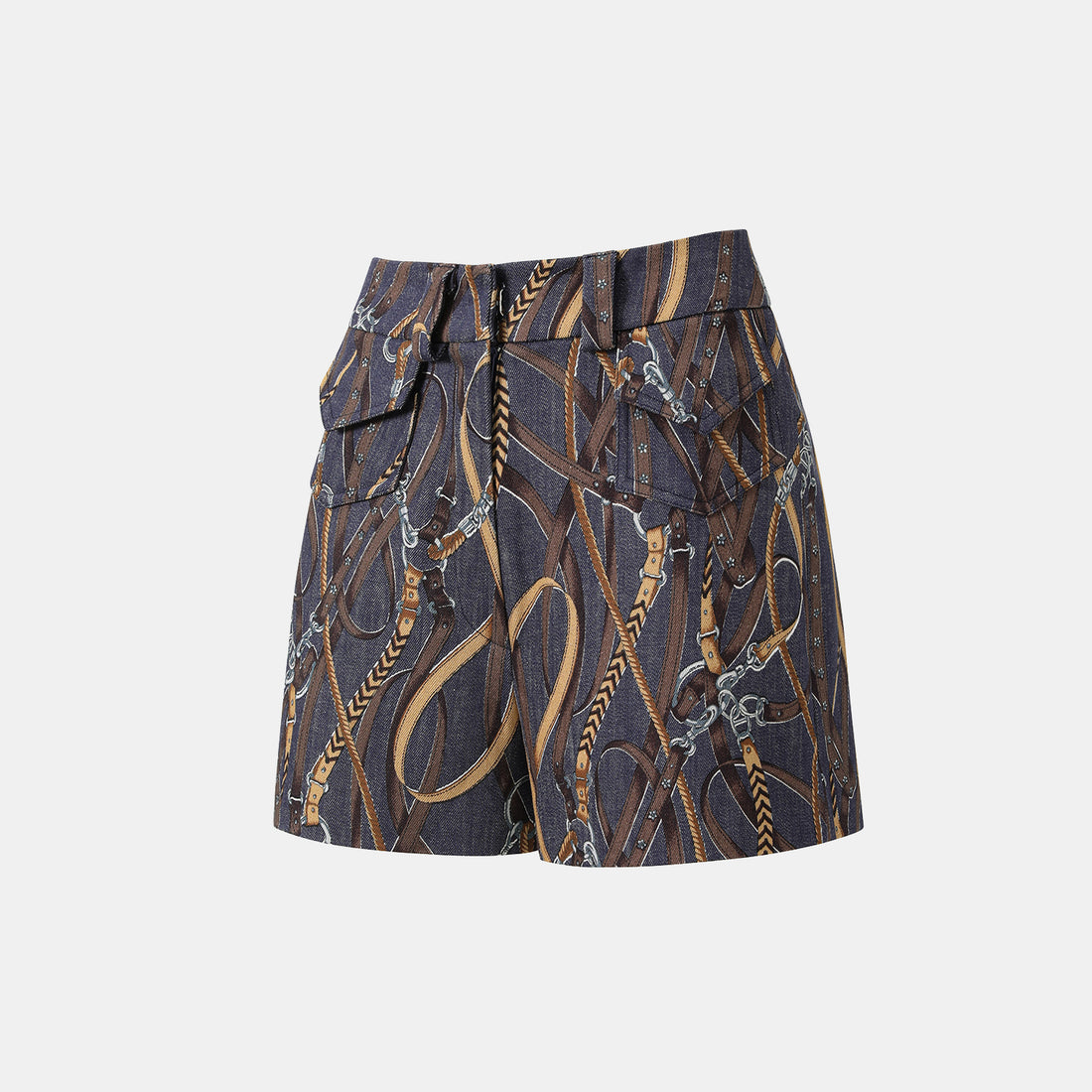 “Easy Go Chic”義大利鍊飾繪印工藝牛仔短褲—Midnight Gallop詩夜漫行