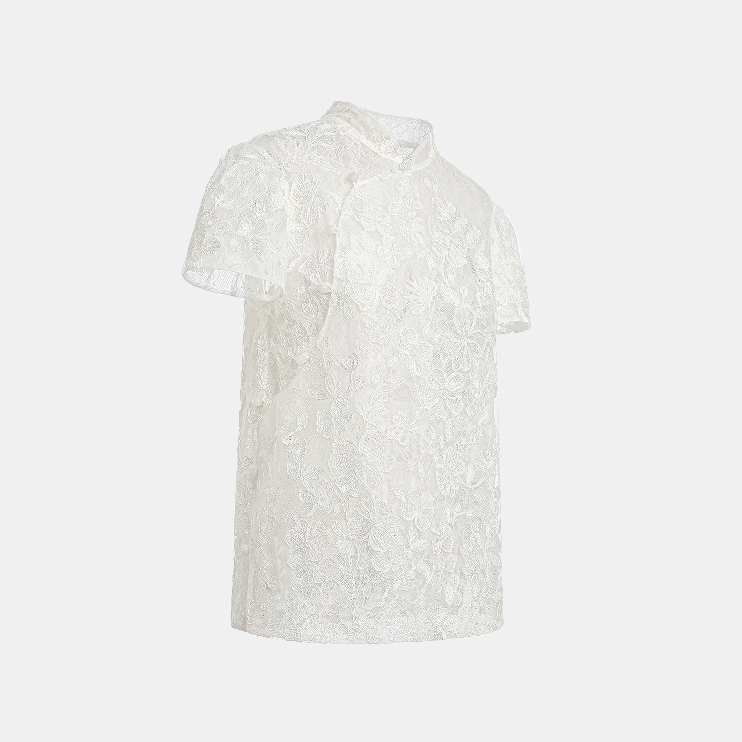 “春裳雅集” 立體刺繡工藝蕾絲國風短袖上衣