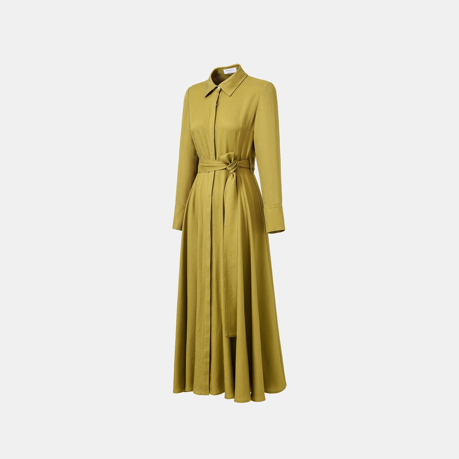 “知性時刻” 特殊絲竹肌理工藝醋酸襯衫洋裝—暮薑