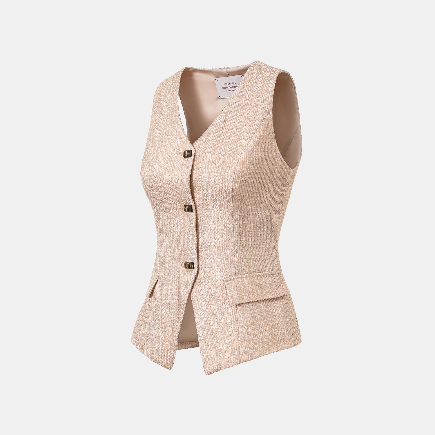 "Weekend at Monaco." 西班牙輕薄花呢修身剪裁馬甲背心— Amber Gold