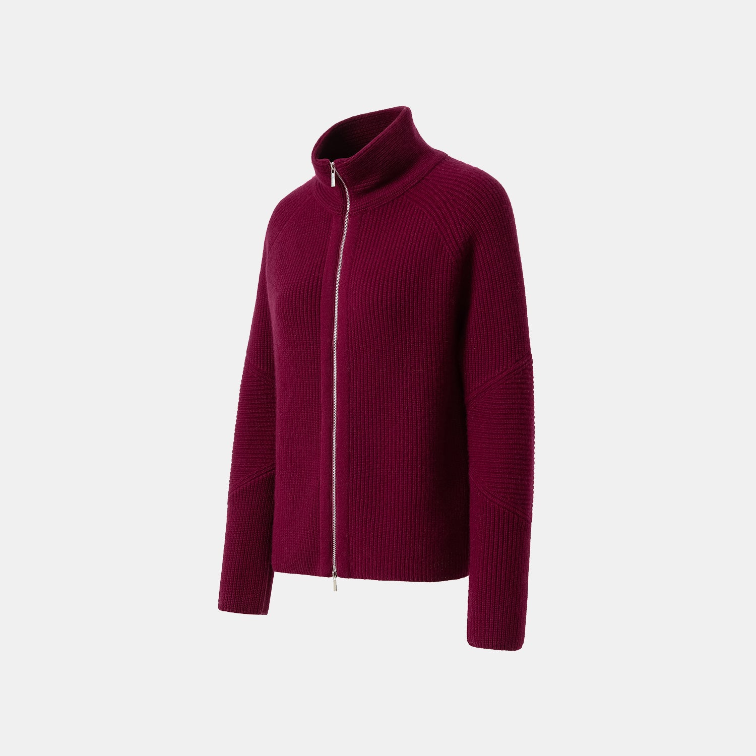 “Winter Diary” 100%Cashmere 高領拼接造型外套—Raspberry Jam