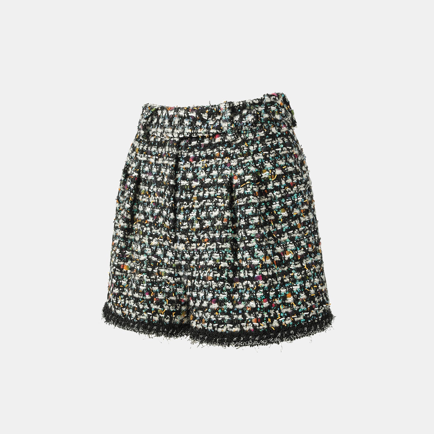 "Couture Impression."法國頂級羊毛棱光彩織花呢短褲—Galaxy Jardin銀光花境