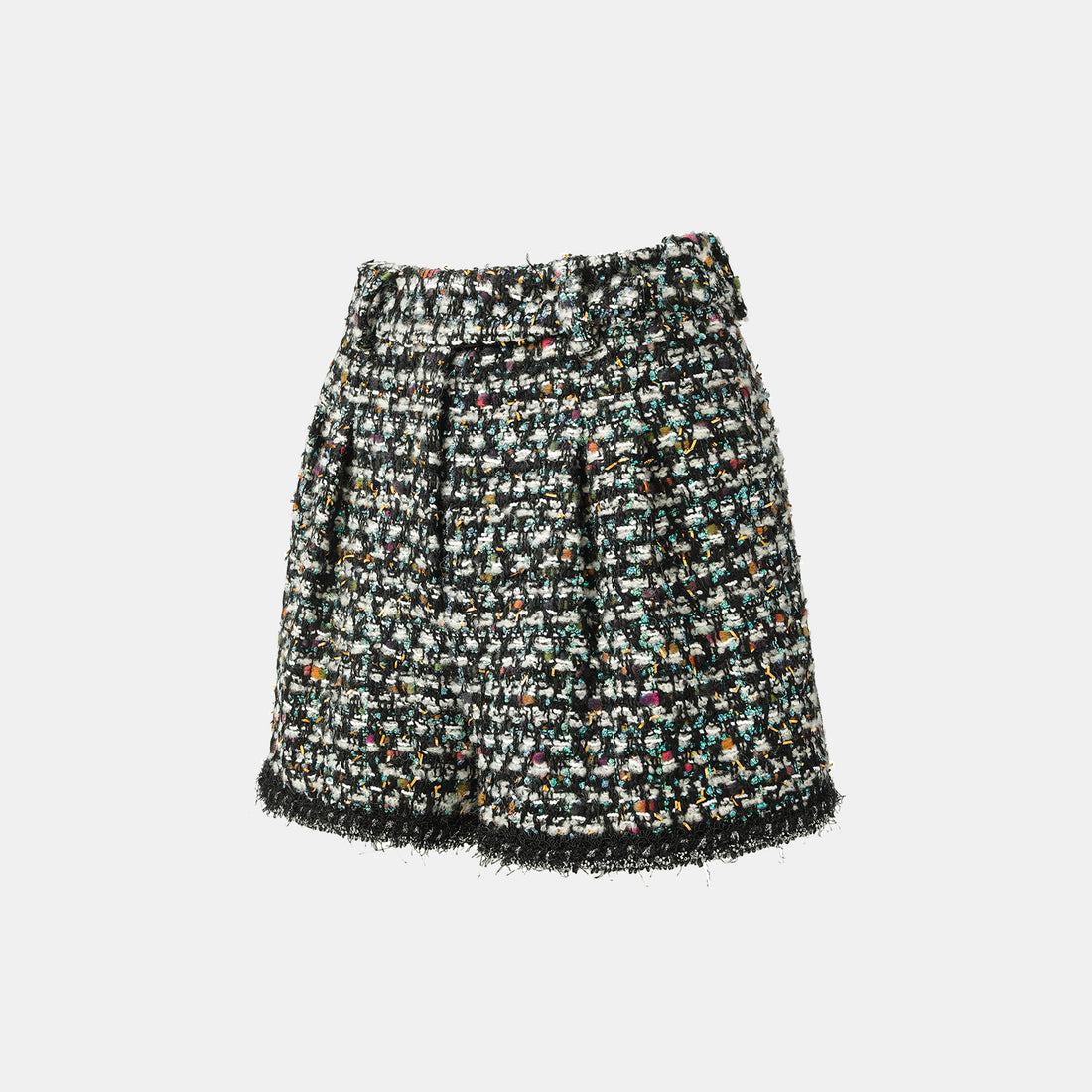 "Couture Impression."法國頂級羊毛棱光彩織花呢短褲—Galaxy Jardin銀光花境