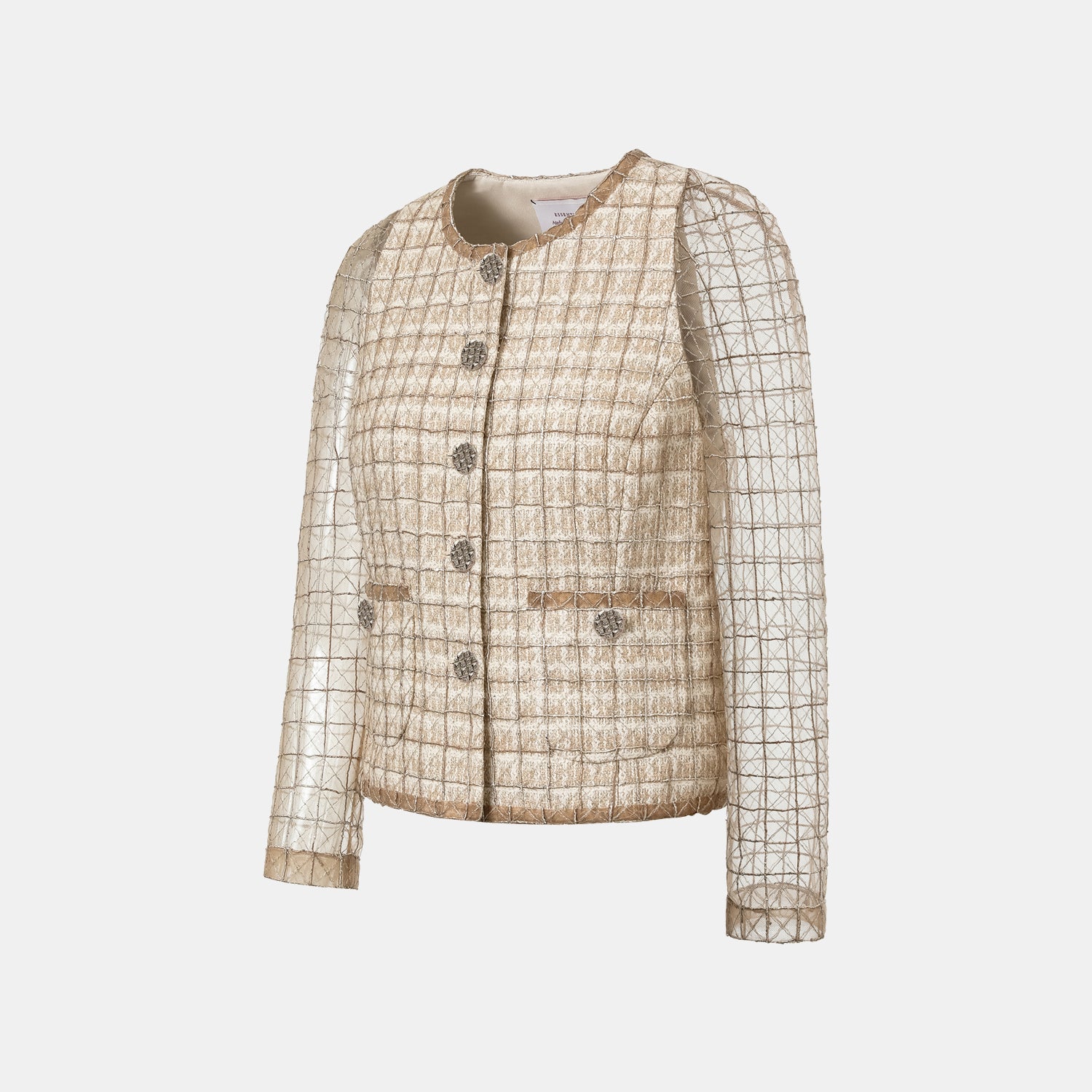 "Chelsea Citywalk.”法國輕紗縷金工藝花呢外套—Maison Royale映金浮影