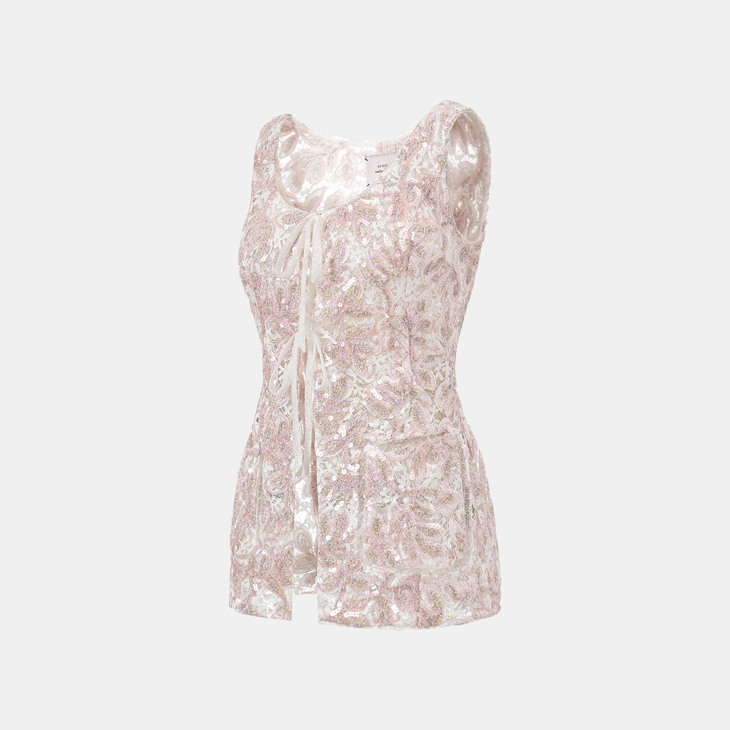 "Quiet Mastery." 法國頂級高級訂製琉光繪繡蕾絲馬甲背心—Chantilly Mirage香緹幻影