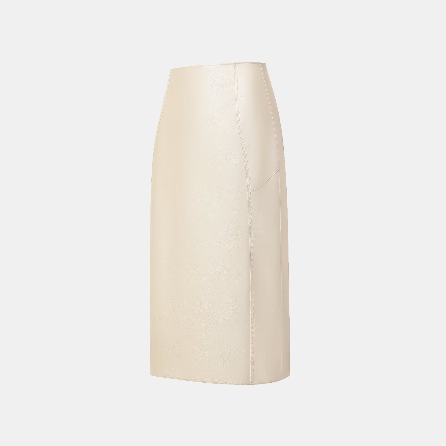"Easy-go Chic" Vegan Leather Cut Pencil Skirt - Pearlescent White 