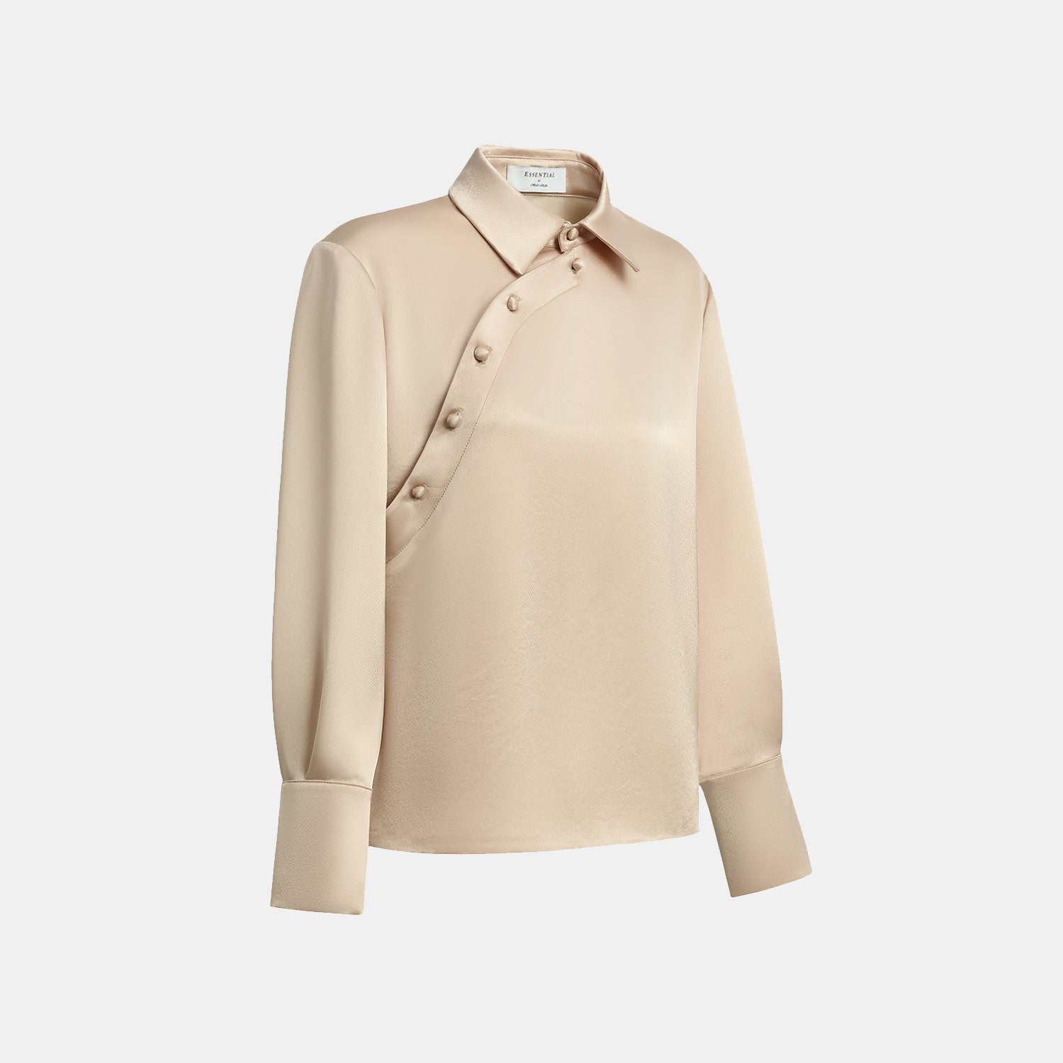 “春意” 晶鱗肌理醋酸輕中式襯衫—香檳金