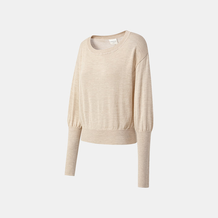 “Winter Diary” Silk Cashmere 針織蝙蝠袖針織上衣—米