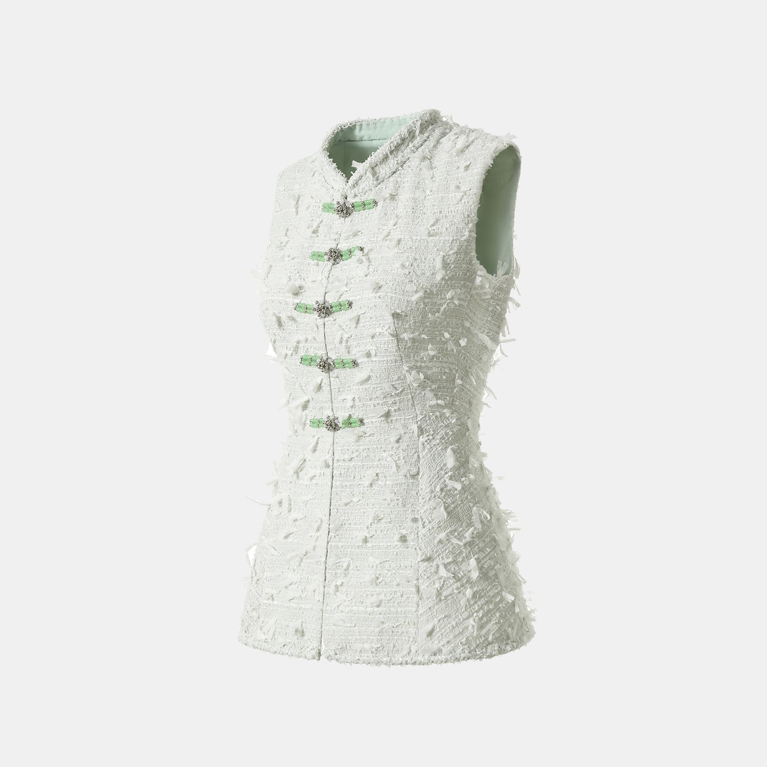 “春意” 輕薄花呢立體剪裁輕國風馬甲上衣—香苧暮春