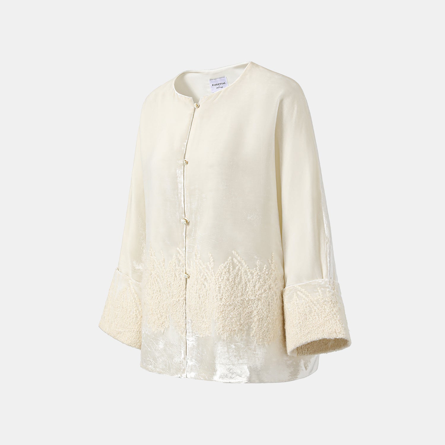 "Imperial Garden Teatime"義大利真絲絲絨簇繡織花輕國風Oversized罩衫—Snowlit Bloom雪映花箋