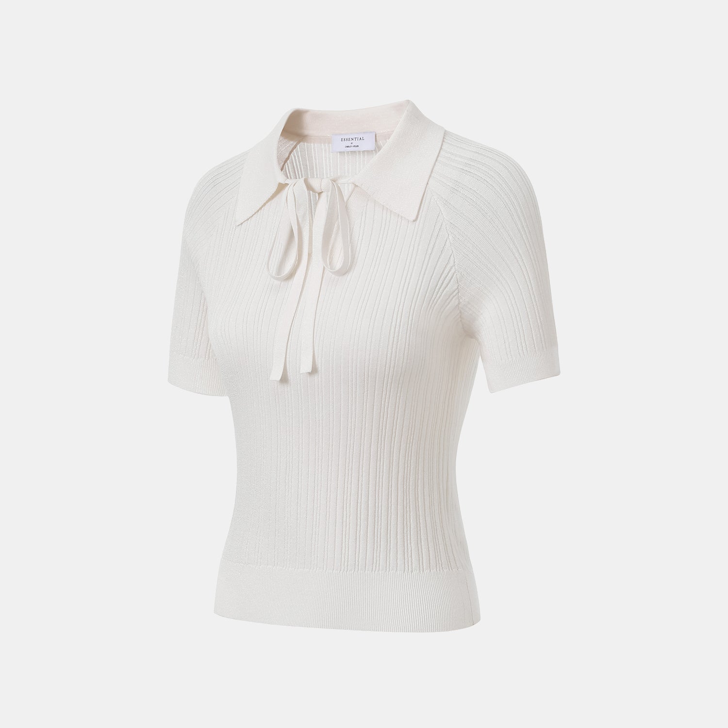 “By Inch." 蠶絲針織綁帶上衣—Pearl Whisper 珍珠絮語