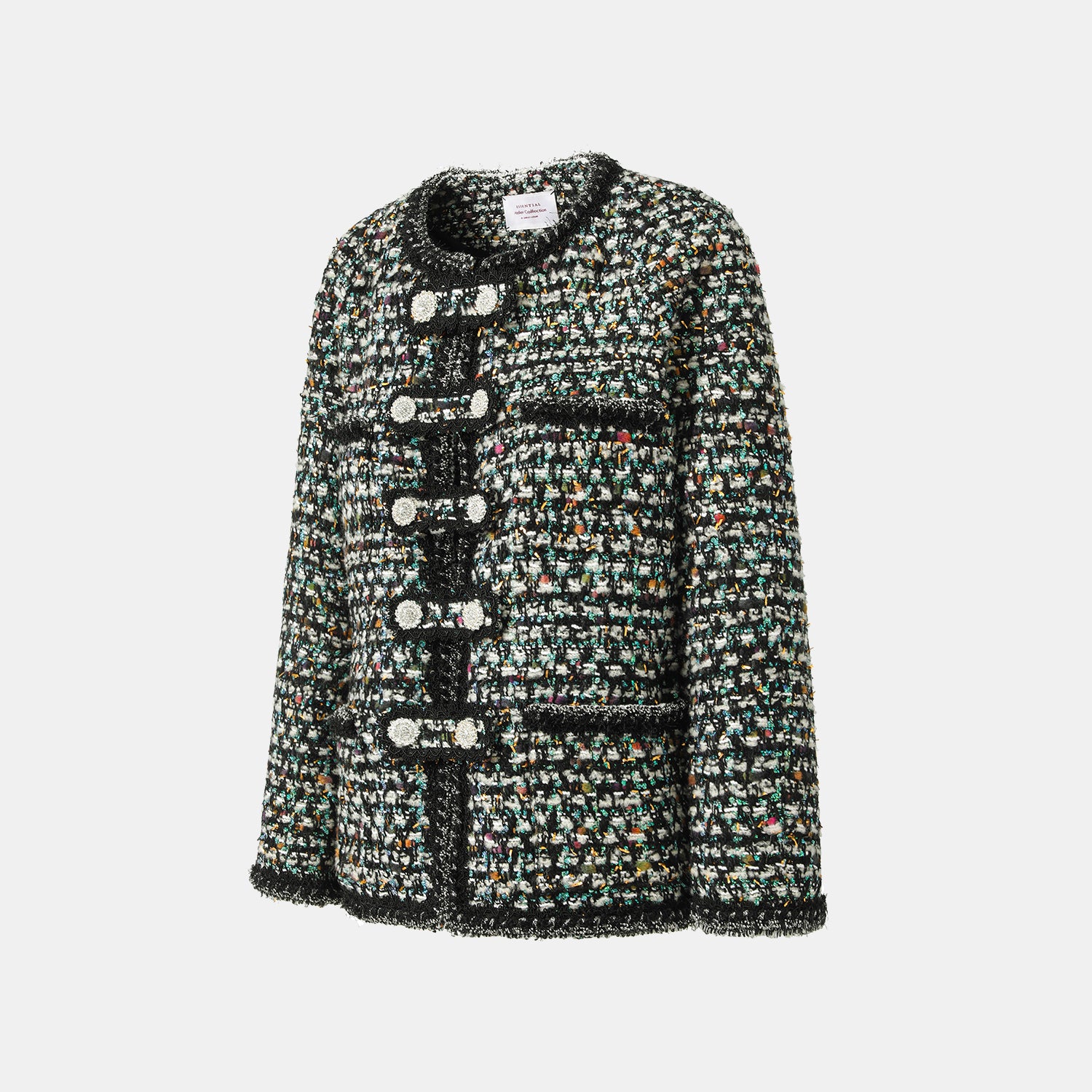 "Couture Impression."法國頂級羊毛棱光彩織花呢經典No.4外套—Galaxy Jardin銀光花境