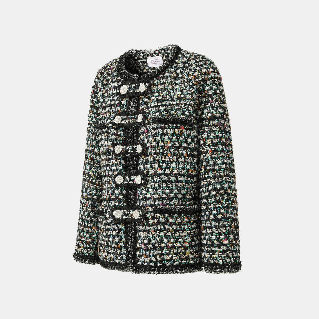 "Couture Impression."法國頂級羊毛棱光彩織花呢經典No.4外套—Galaxy Jardin銀光花境