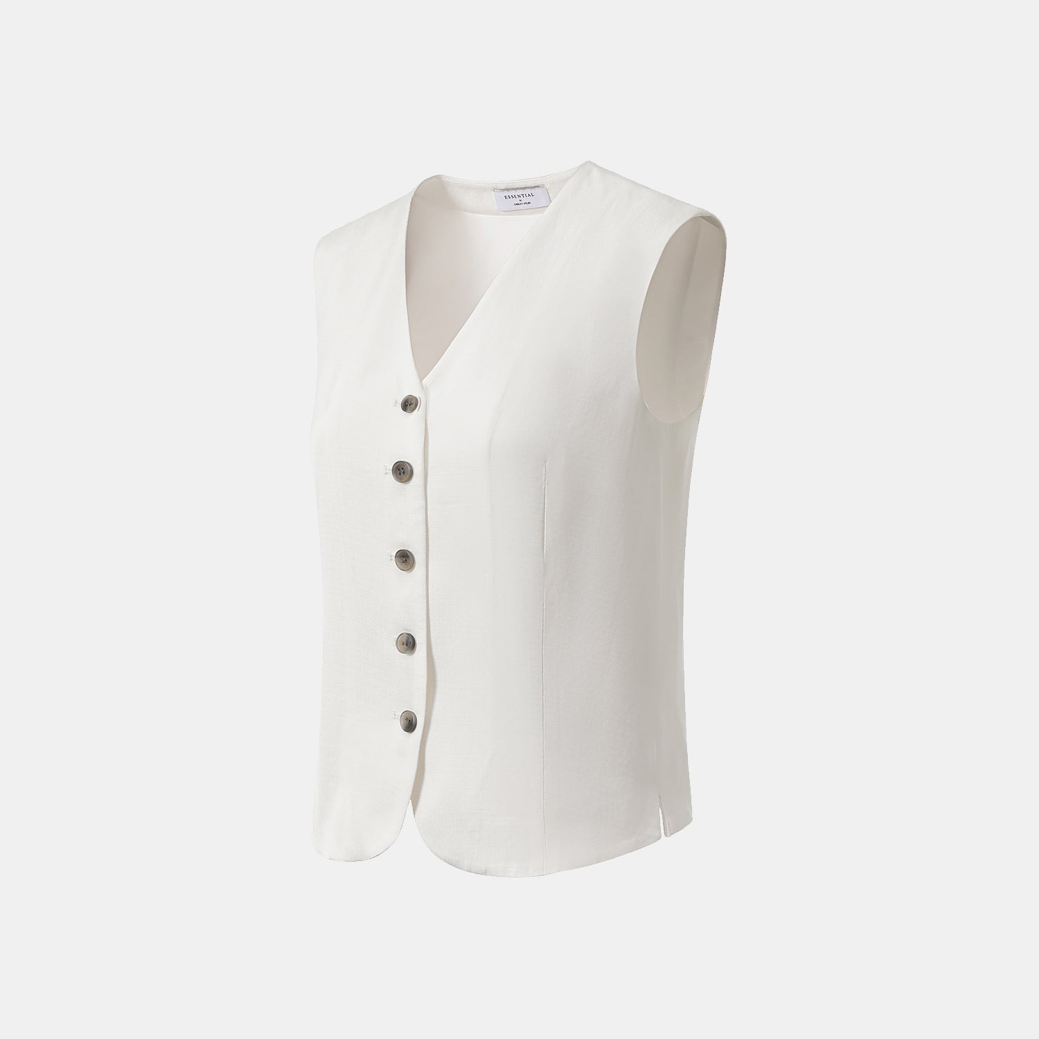 "Speak Sleek" 奢華輕薄麻感肌理醋酸綁帶西裝馬甲背心—Ivory