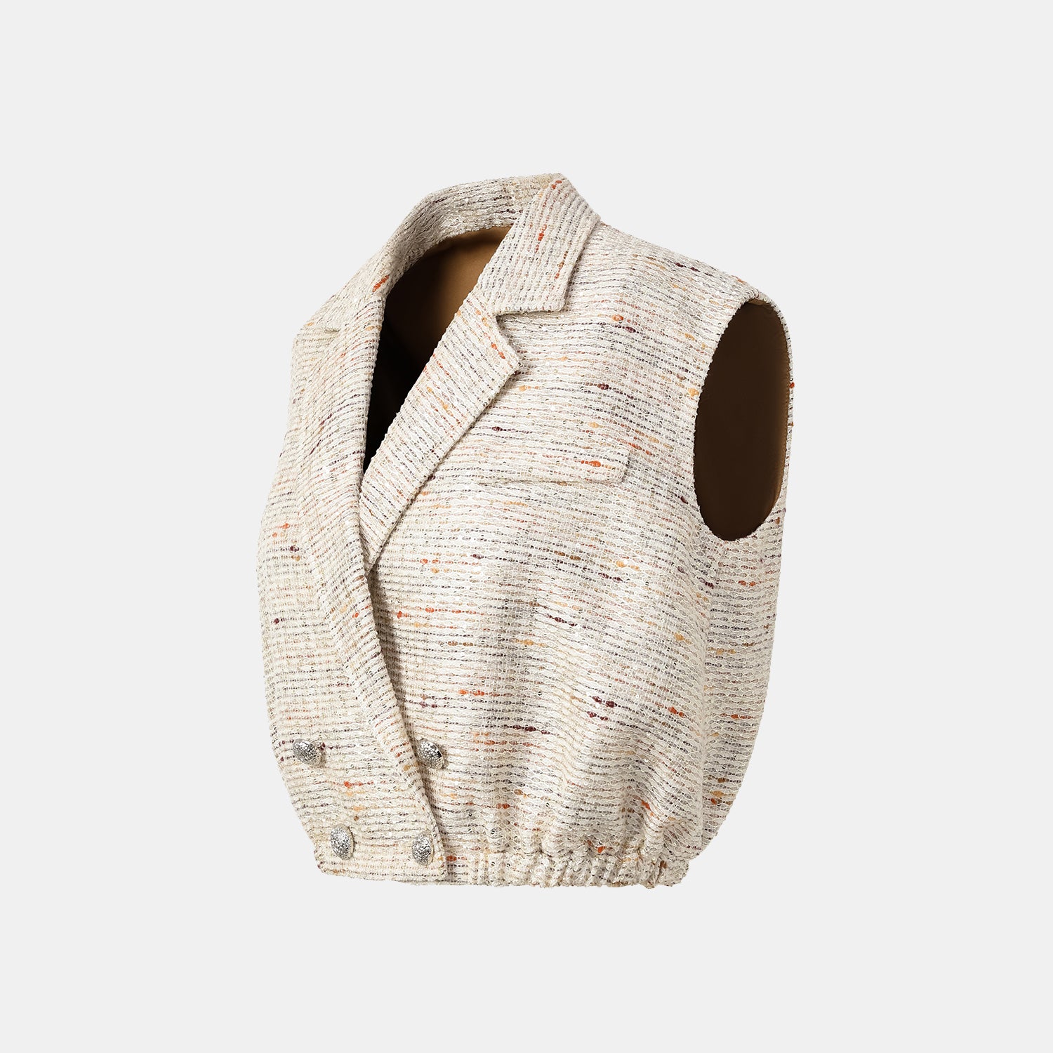 "Oxford Autumn Elegance" Tweed Vest - White and Multicolor 