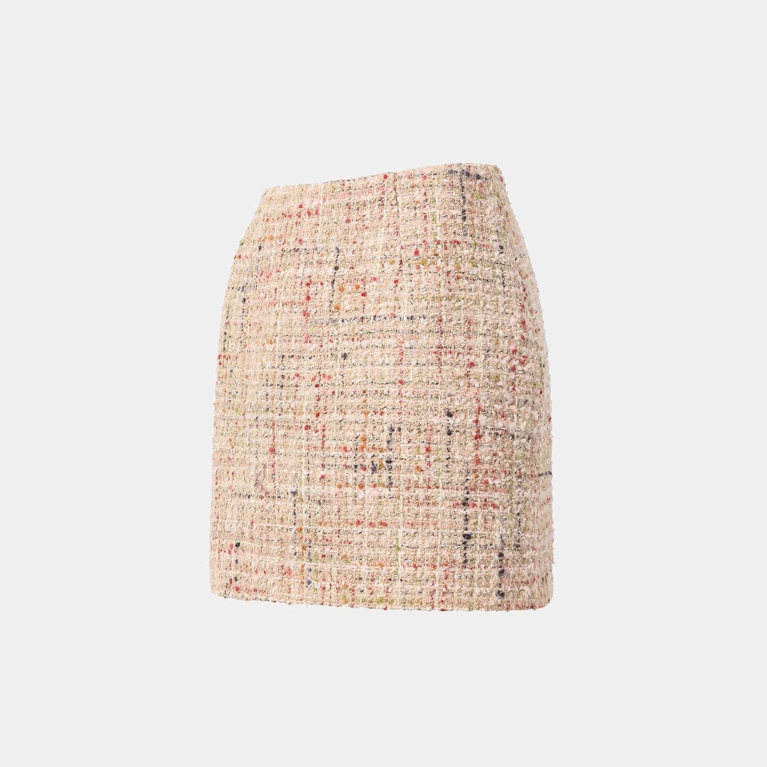 “Chelsea teatime.” Tweed skirt—Berry latte 