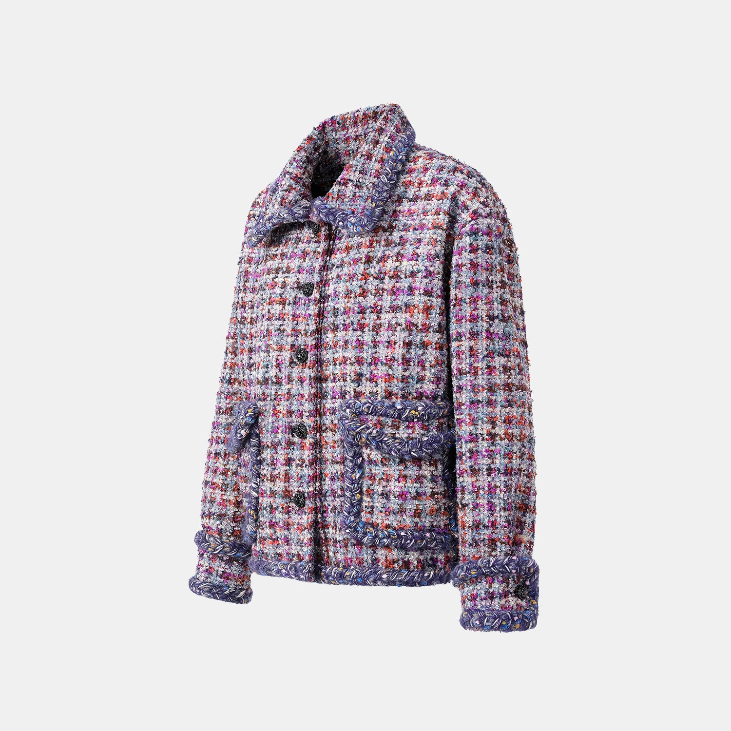 "Tokyo'Hours" Oversized Tweed Jacket—Blueberry cupcake