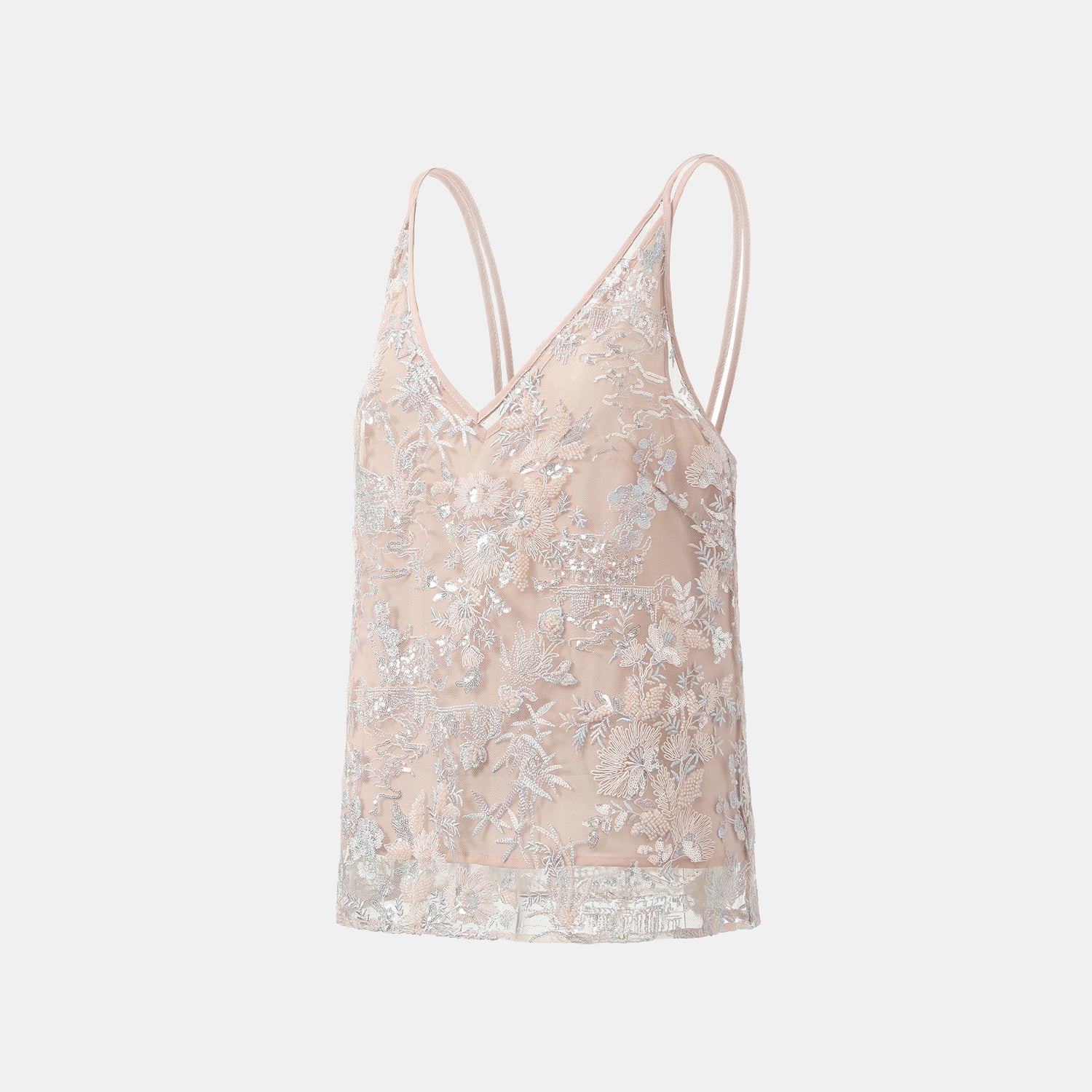 "Imperial Garden Teatime"點景白描奢華珠繡輕國風蕾絲背心—Petal Silhouette花間影