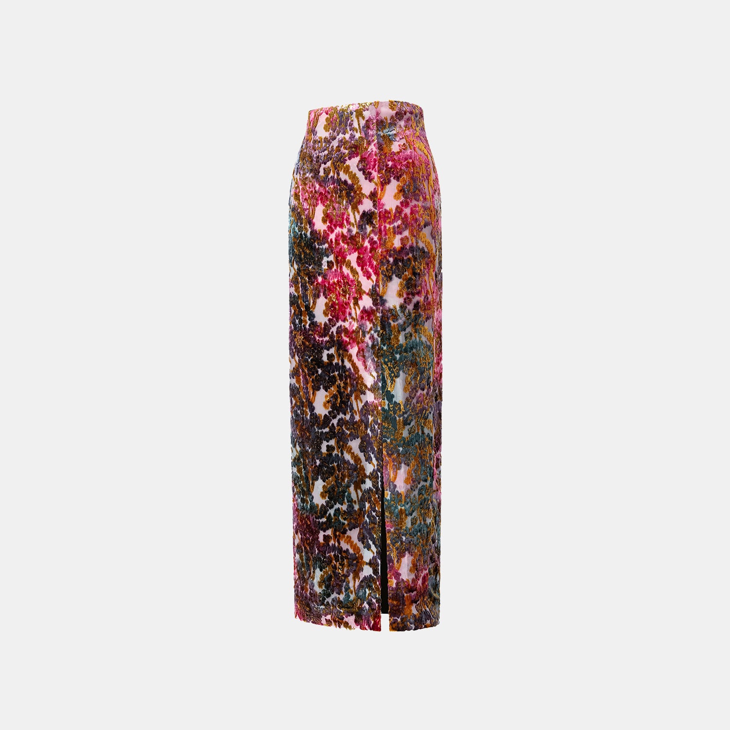 "Imperial Garden Teatime" Silk Velvet Chinese Style Pencil Skirt - Zui Rouge 