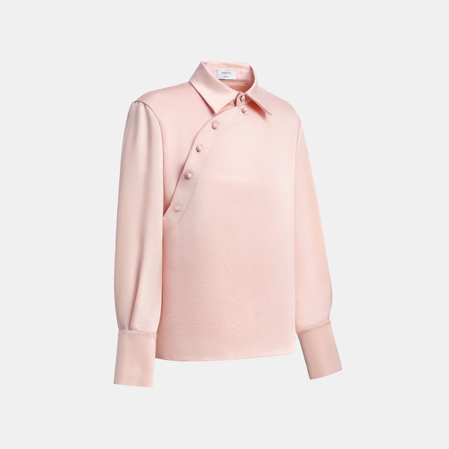 “春意” 晶鱗肌理醋酸輕中式襯衫—櫻花粉