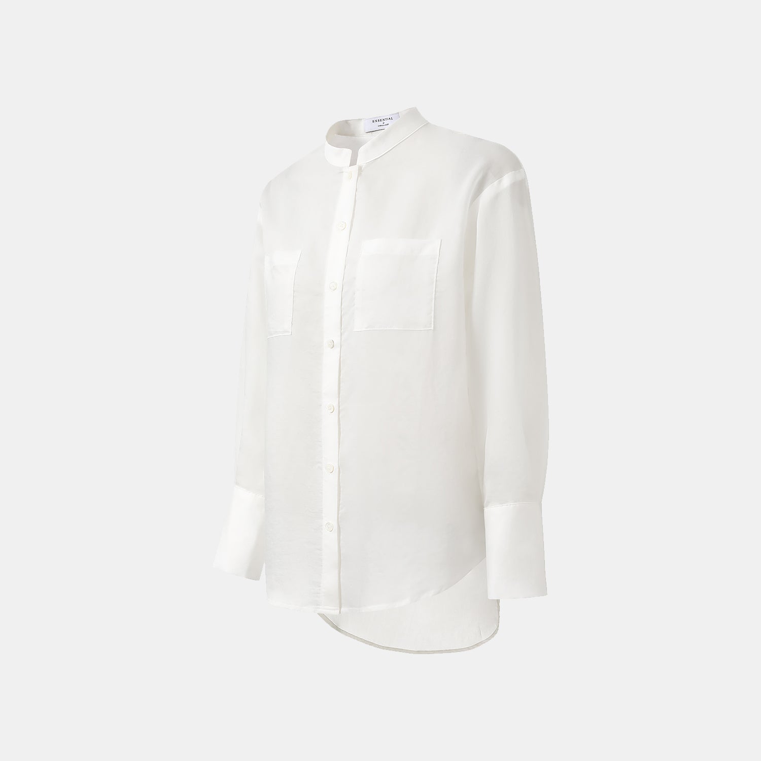 “知性時刻” 天絲緞面雪紡Oversized襯衫—簡白