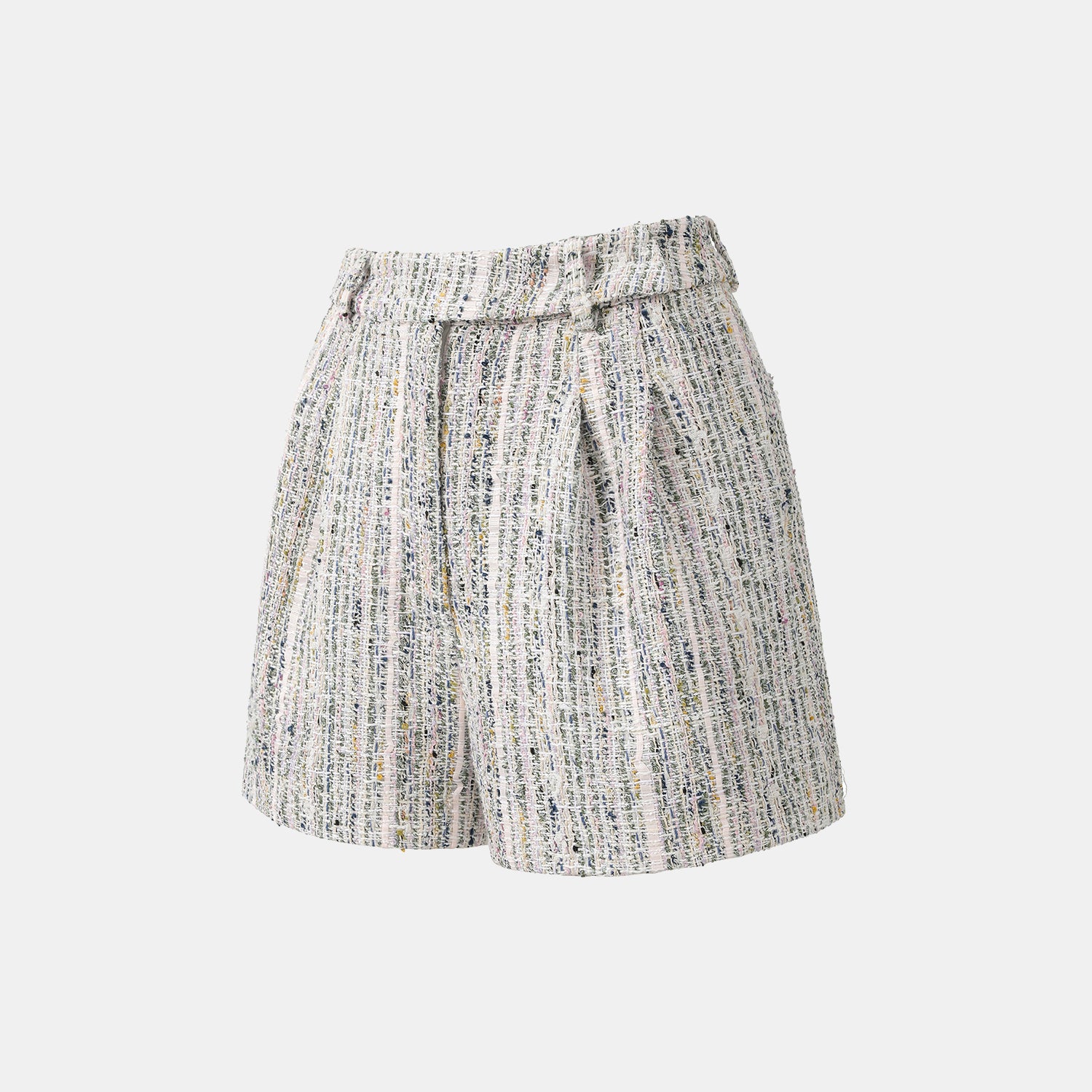 “Chelsea tea time.” 線韻肌理條織花呢短褲—Sherry de Rosée香露雪莉