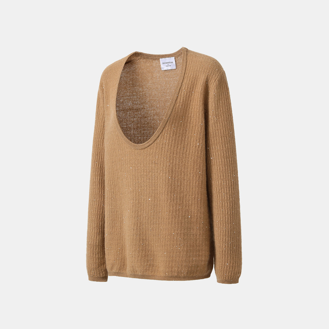 “Autumn Diary” 100% Cashmere極細絨柔星點低弧領針織上衣—Golden Acorn橡果暖陽