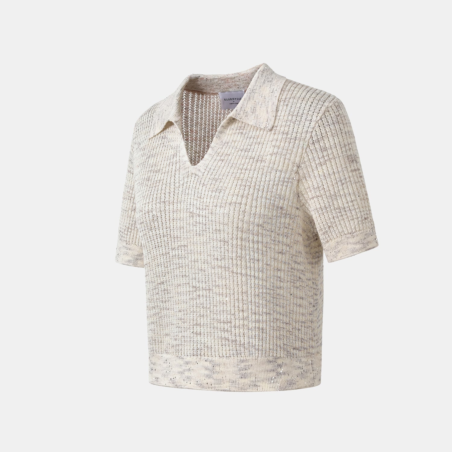 "Summer diary." 雲染鑲華鏤紋工藝針織上衣—Shell Gleam貝語