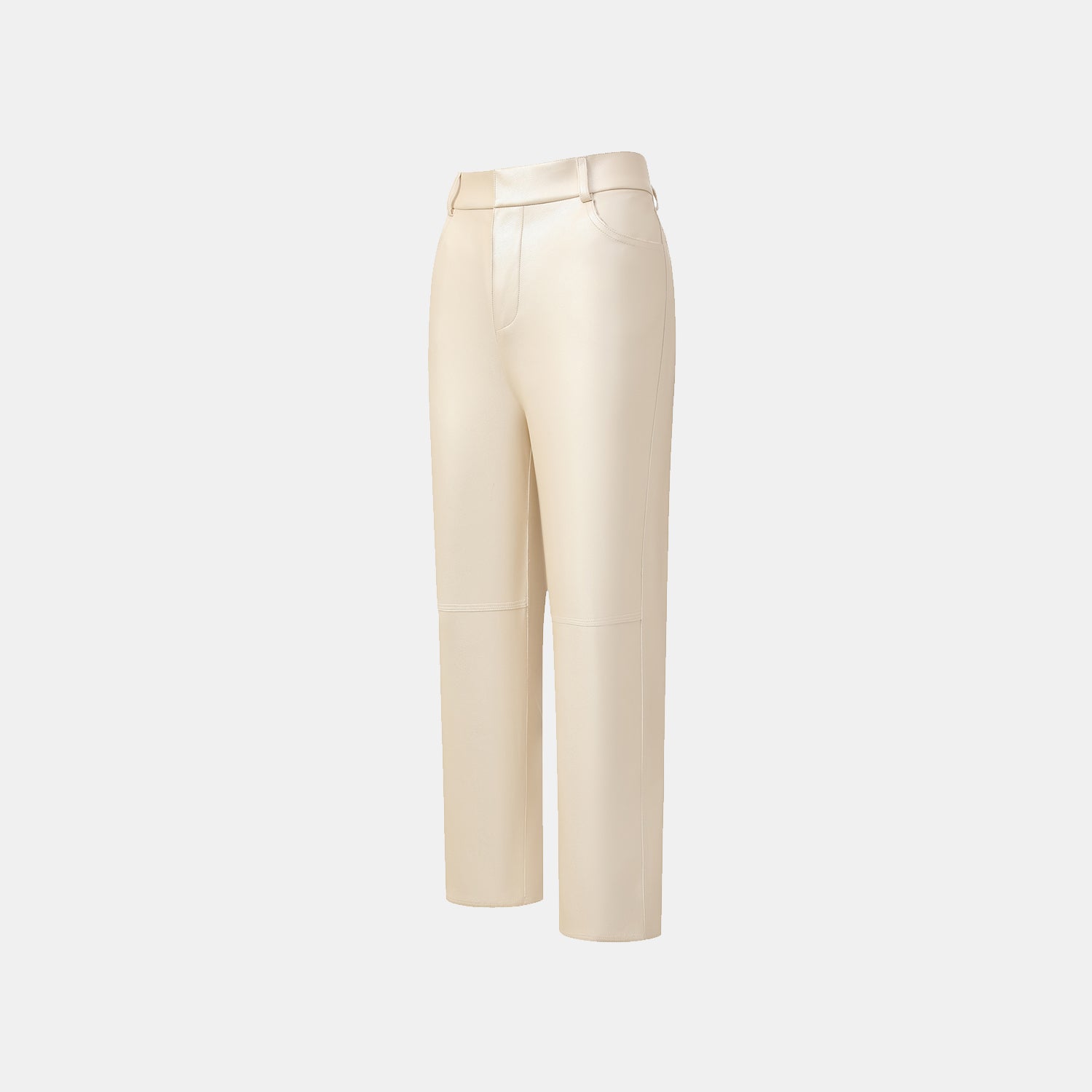 "Easy-go Chic" Vegan Leather Cropped Pants - Pearlescent White 